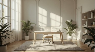 Sunlit organized workspace